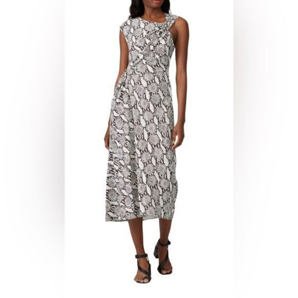RTR A.L.C.Beale Snakeskin Print Cutout Midi Dress Sz 10 Sleeveless animal print